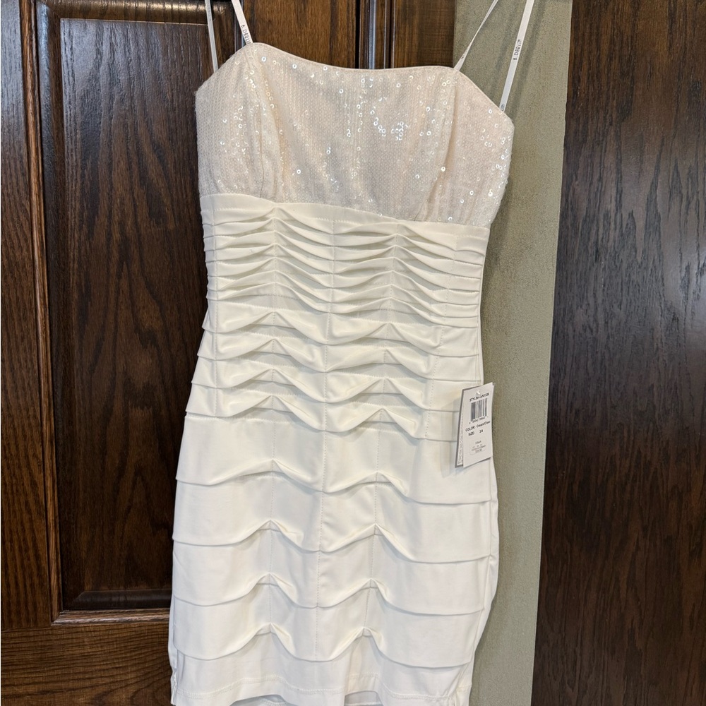 B Darlin White Sequin Mini Dress